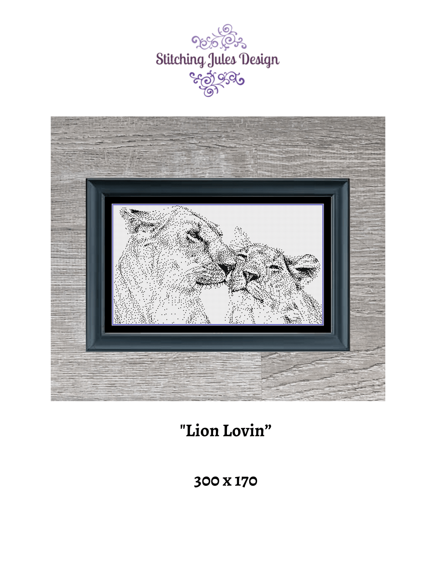 Stitching Jules Design Cross Stitch Pattern Lion Counted Cross-Stitch Pattern | Monochrome Cross-Stitch | Instant PDF Download