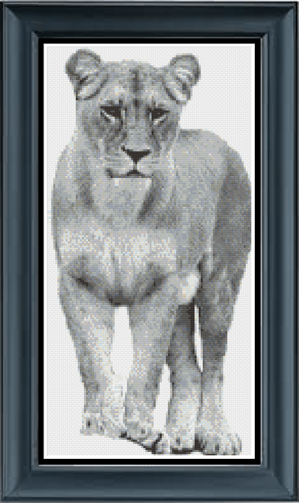 Stitching Jules Design Cross Stitch Pattern Lioness Wildlife Greyscale Cross Stitch Embroidery Needlepoint Pattern