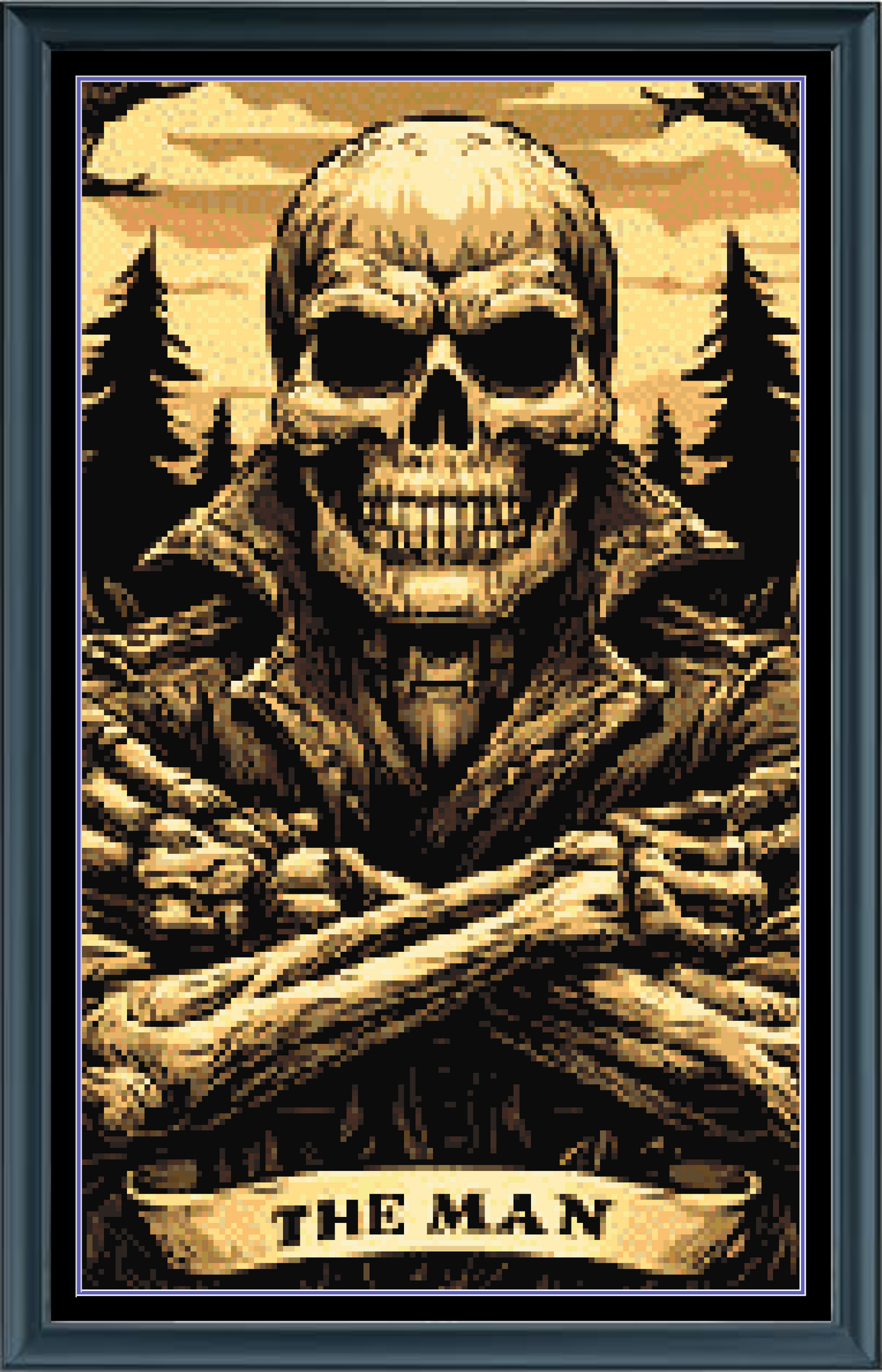 Stitching Jules Design Cross Stitch Pattern Man Skelelton Horror Tarot Card Gothic Full Coverage Counted Cross Stitch Pattern Digital Download