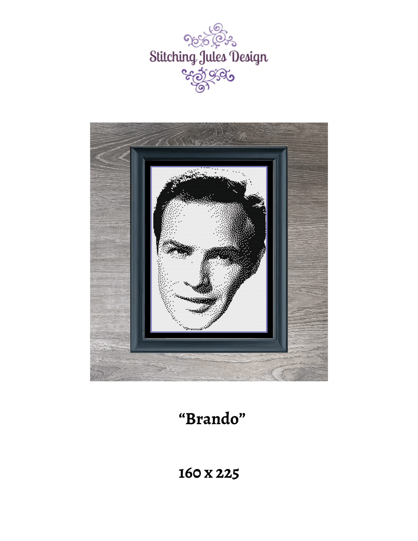 Stitching Jules Design Cross Stitch Pattern Marlon Brando Counted Cross Stitch Pattern | American Actor | Monochrome Blackwork Pattern | Instant Download PDF