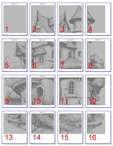 Stitching Jules Design Cross Stitch Pattern Medieval Castle House Counted Cross Stitch Pattern | Monochrome Cross Stitch | Instant Download PDF