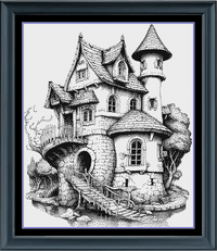 Thumbnail for Stitching Jules Design Cross Stitch Pattern Medieval Castle House Counted Cross Stitch Pattern | Monochrome Cross Stitch | Instant Download PDF
