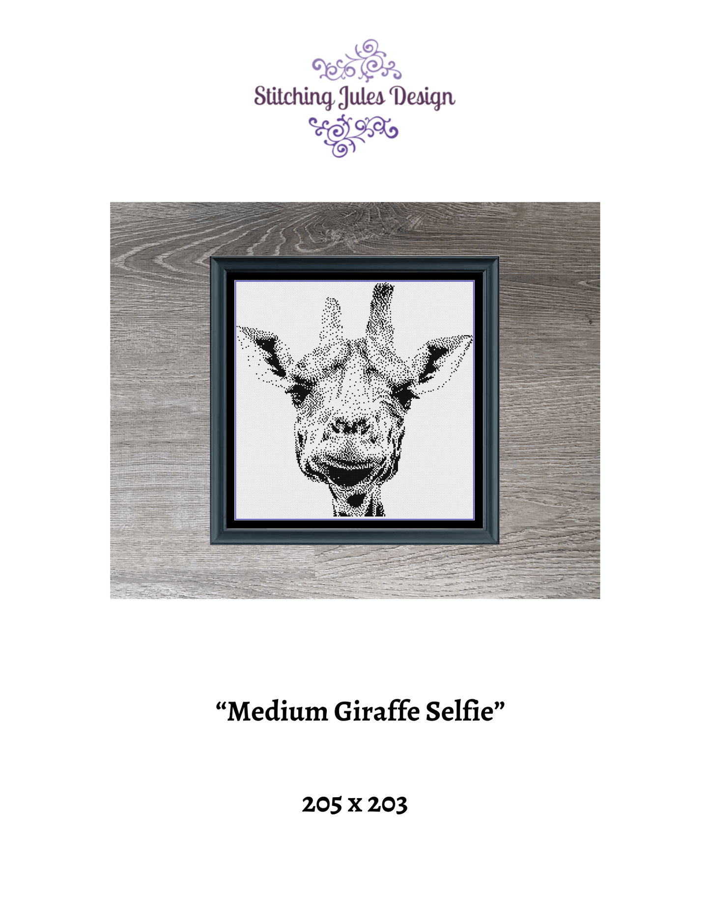 Stitching Jules Design Cross Stitch Pattern Medium Giraffe Monochrome Counted Cross-Stitch Pattern | Giraffe Cross-Stitch | Instant Download PDF
