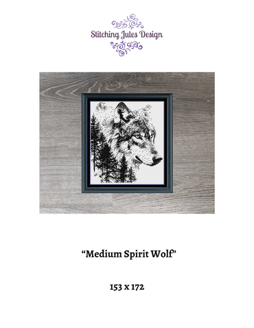 Stitching Jules Design Cross Stitch Pattern Medium Monochrome Wolf Counted Cross-Stitch Pattern | Instant Download PDF
