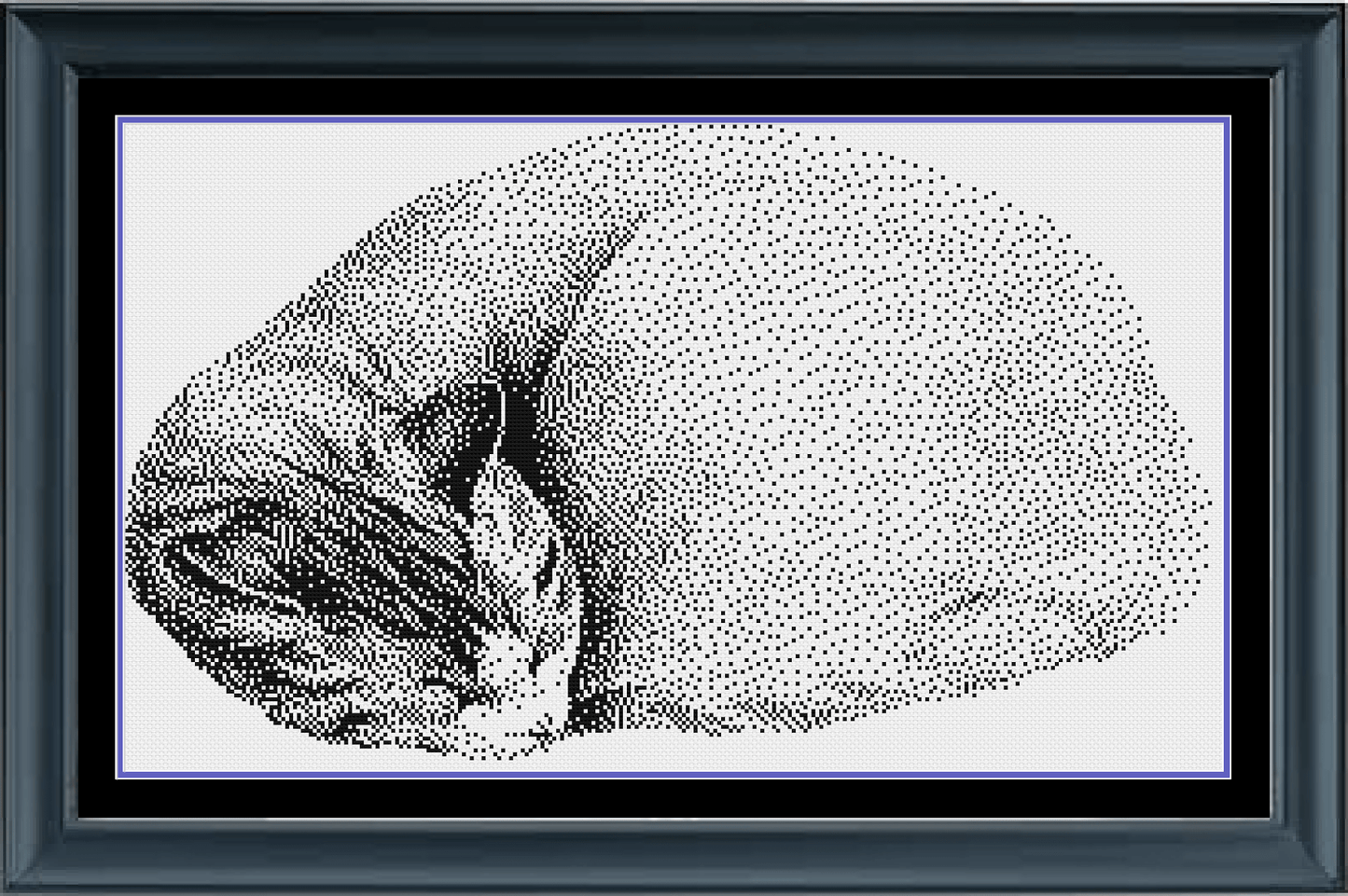 Stitching Jules Design Cross Stitch Pattern Medium Sleeping Cat Counted Cross-Stitch Pattern | Monochrome Cross Stitch | Instant Download PDF