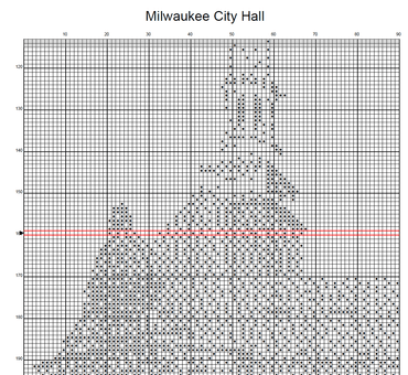 Stitching Jules Design Cross Stitch Pattern Milwaukee City Hall Wisconsin Building Monochrome Counted Cross-Stitch Pattern (Digital Download)