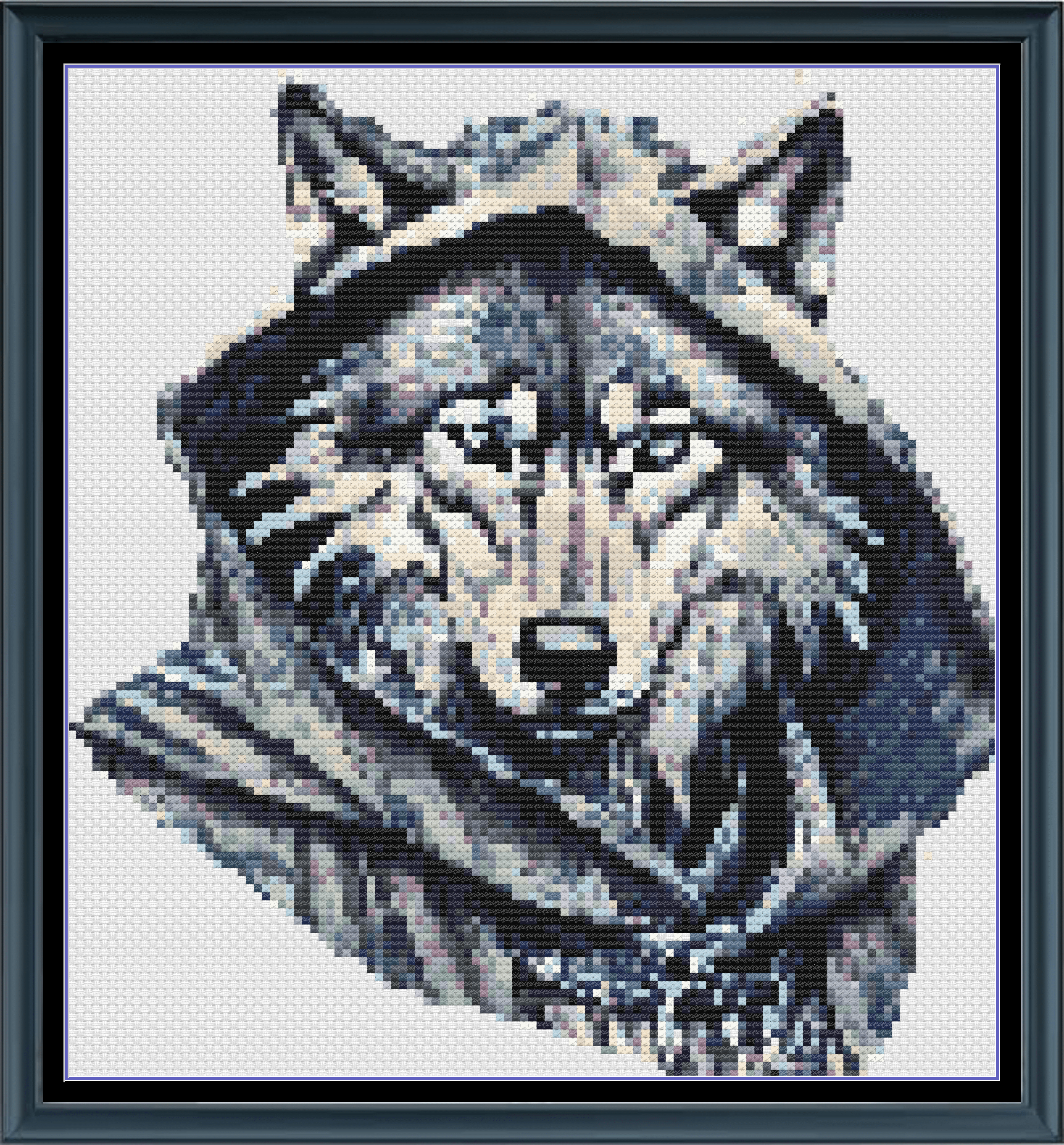 Stitching Jules Design Cross Stitch Pattern Mini Blue Wolf Wildlife Counted Cross-Stitch Pattern | Instant Download PDF