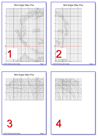 Stitching Jules Design Cross Stitch Pattern Mini Edgar Allen Poe Monochrome Counted Cross-Stitch Pattern | Instant Download PDF