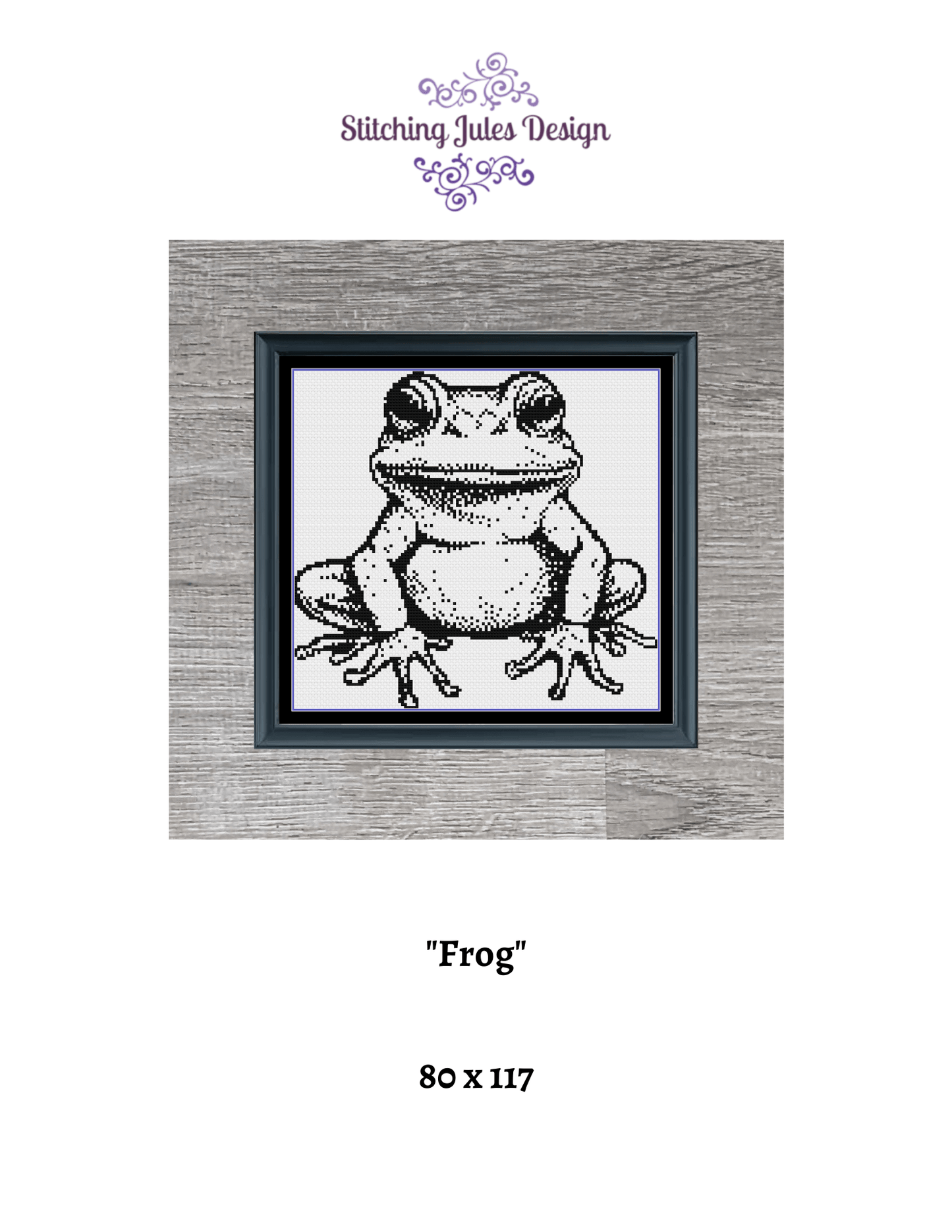 Stitching Jules Design Cross Stitch Pattern Mini Frog Cross Stitch Pattern | Animal Cross Stitch | Monochrome | Instant Download PDF