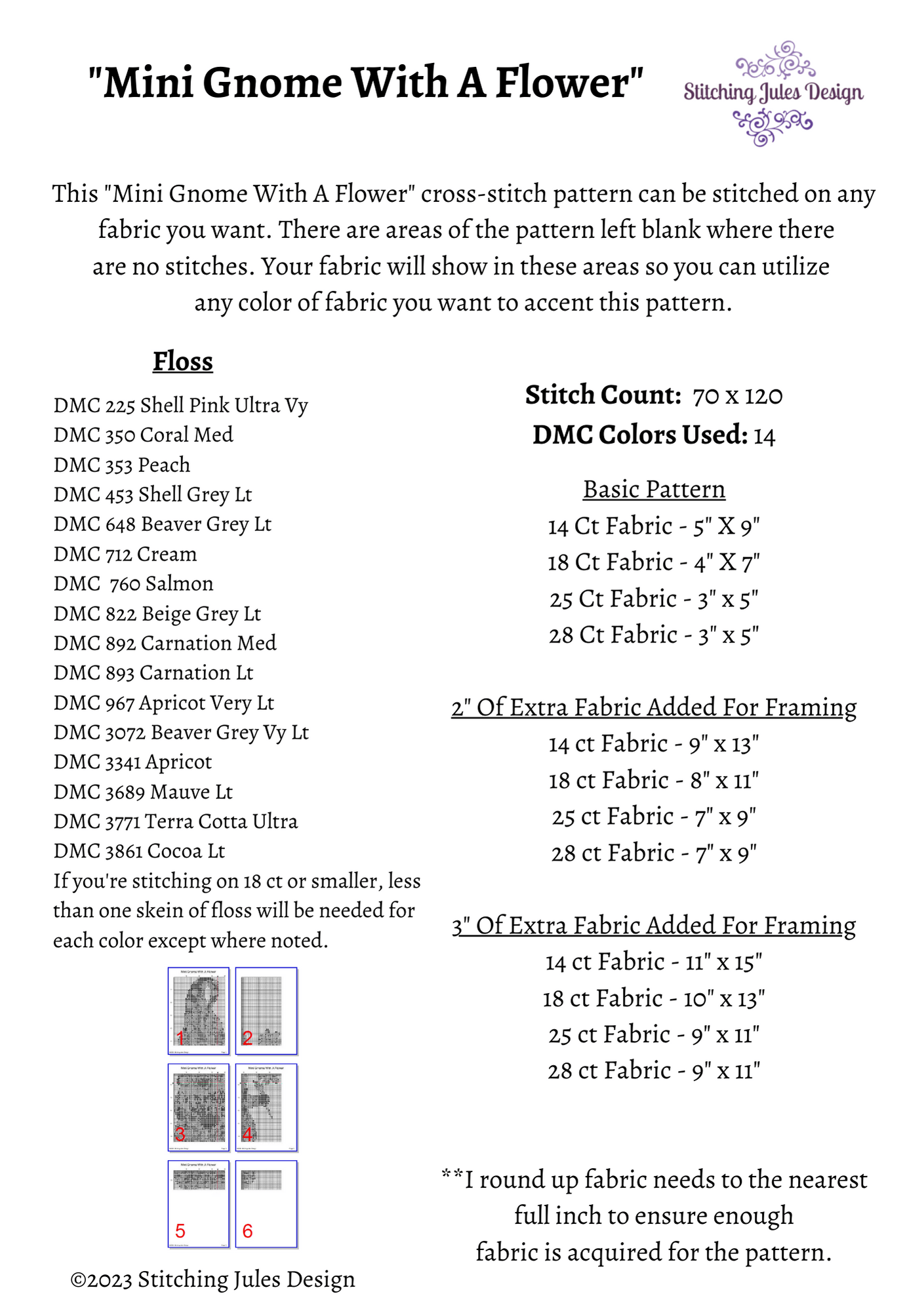 Stitching Jules Design Cross Stitch Pattern Mini Gnome Cross Stitch Pattern Instant PDF Download
