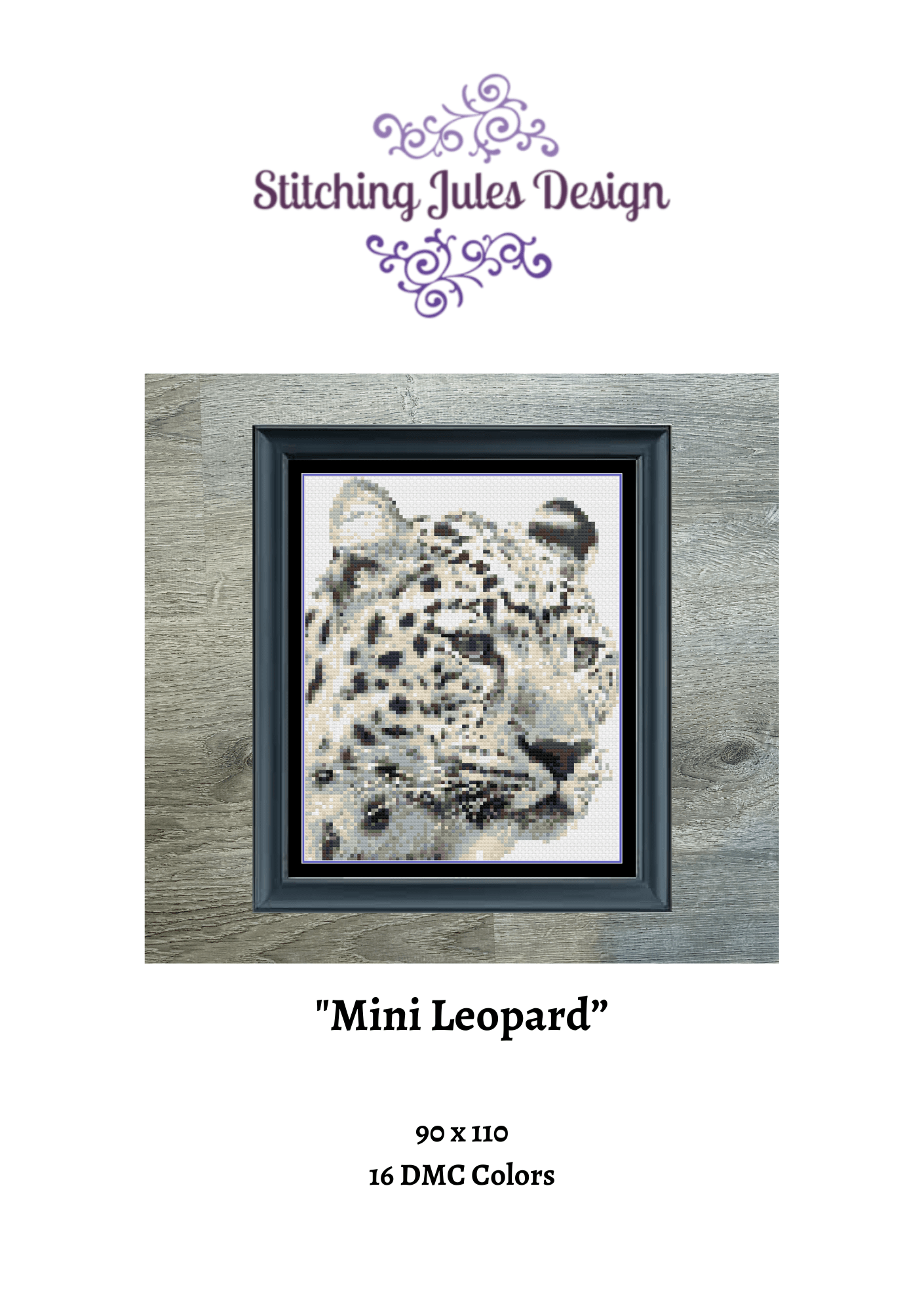 Stitching Jules Design Cross Stitch Pattern Mini Leopard Cross Stitch Pattern Instant PDF Download