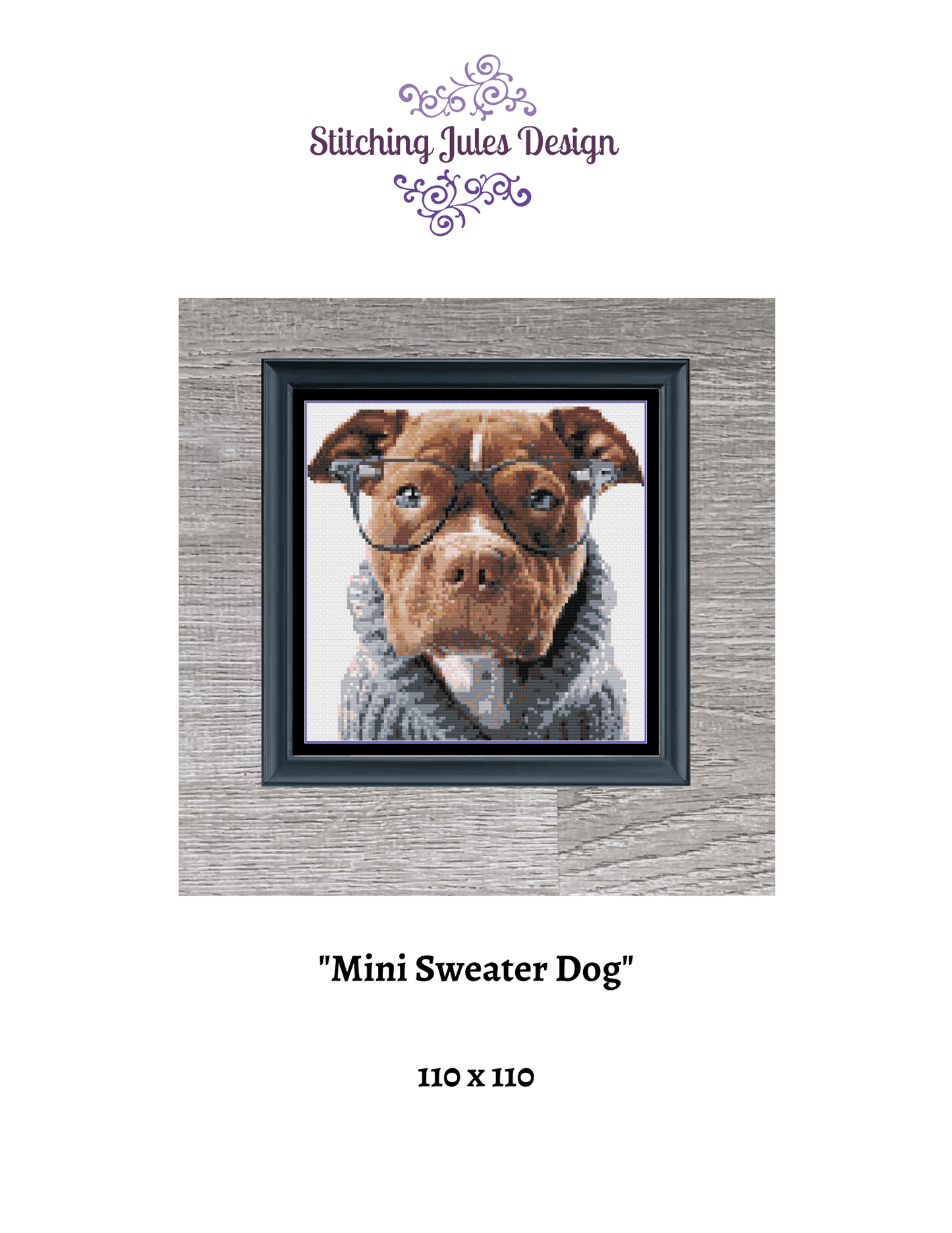 Stitching Jules Design Cross Stitch Pattern Mini Pitt Bull Cute Cross-Stitch Pattern Instant Download PDF