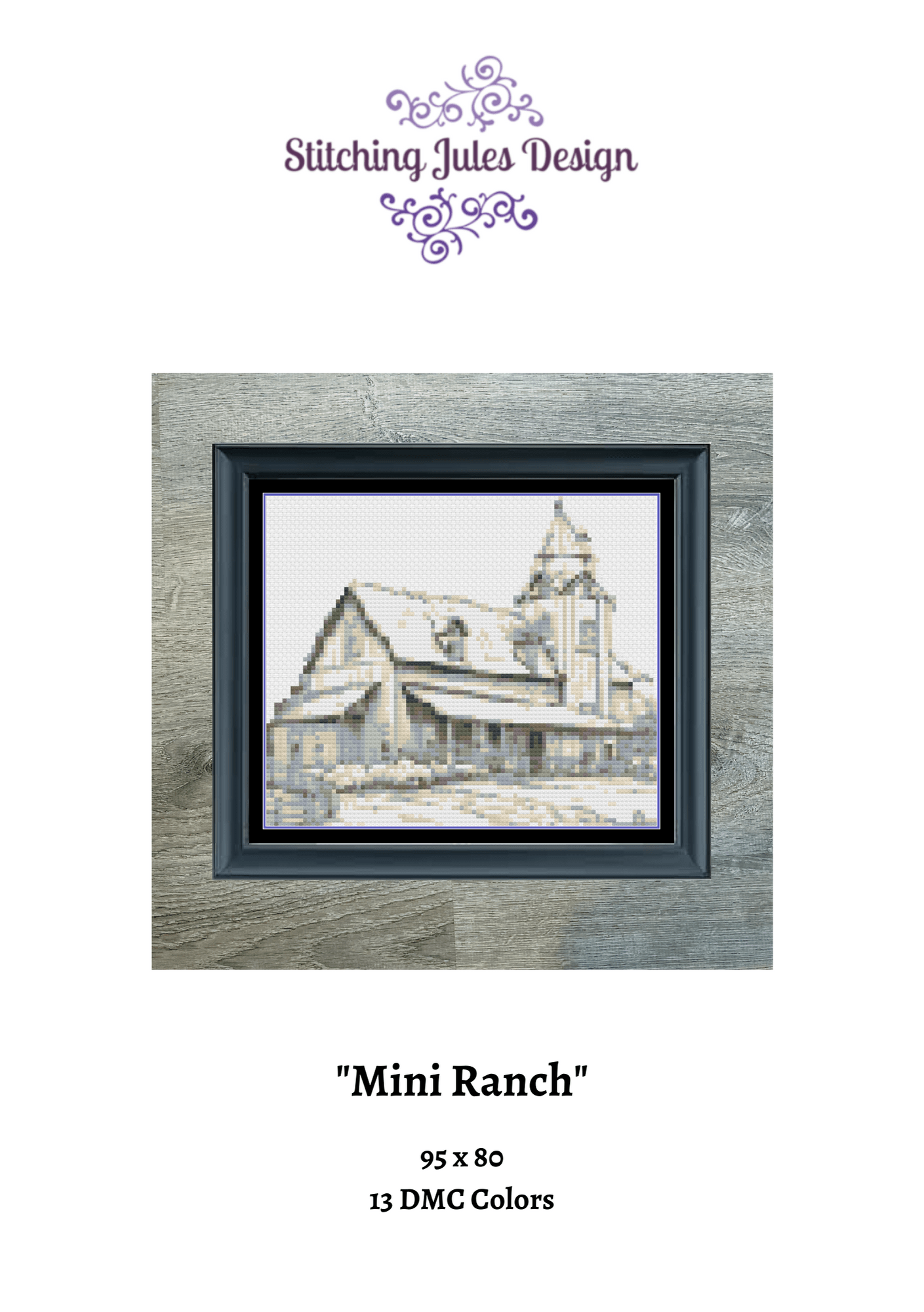 Stitching Jules Design Cross Stitch Pattern Mini Ranch House Cross-Stitch Pattern Instant PDF Download