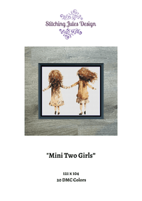 Thumbnail for Stitching Jules Design Cross Stitch Pattern Mini Two Girls Sisters Counted Cross-Stitch Pattern | Instant Download PDF