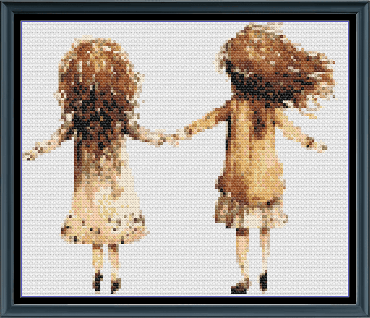 Stitching Jules Design Cross Stitch Pattern Mini Two Girls Sisters Counted Cross-Stitch Pattern | Instant Download PDF