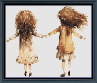 Thumbnail for Stitching Jules Design Cross Stitch Pattern Mini Two Girls Sisters Counted Cross-Stitch Pattern | Instant Download PDF