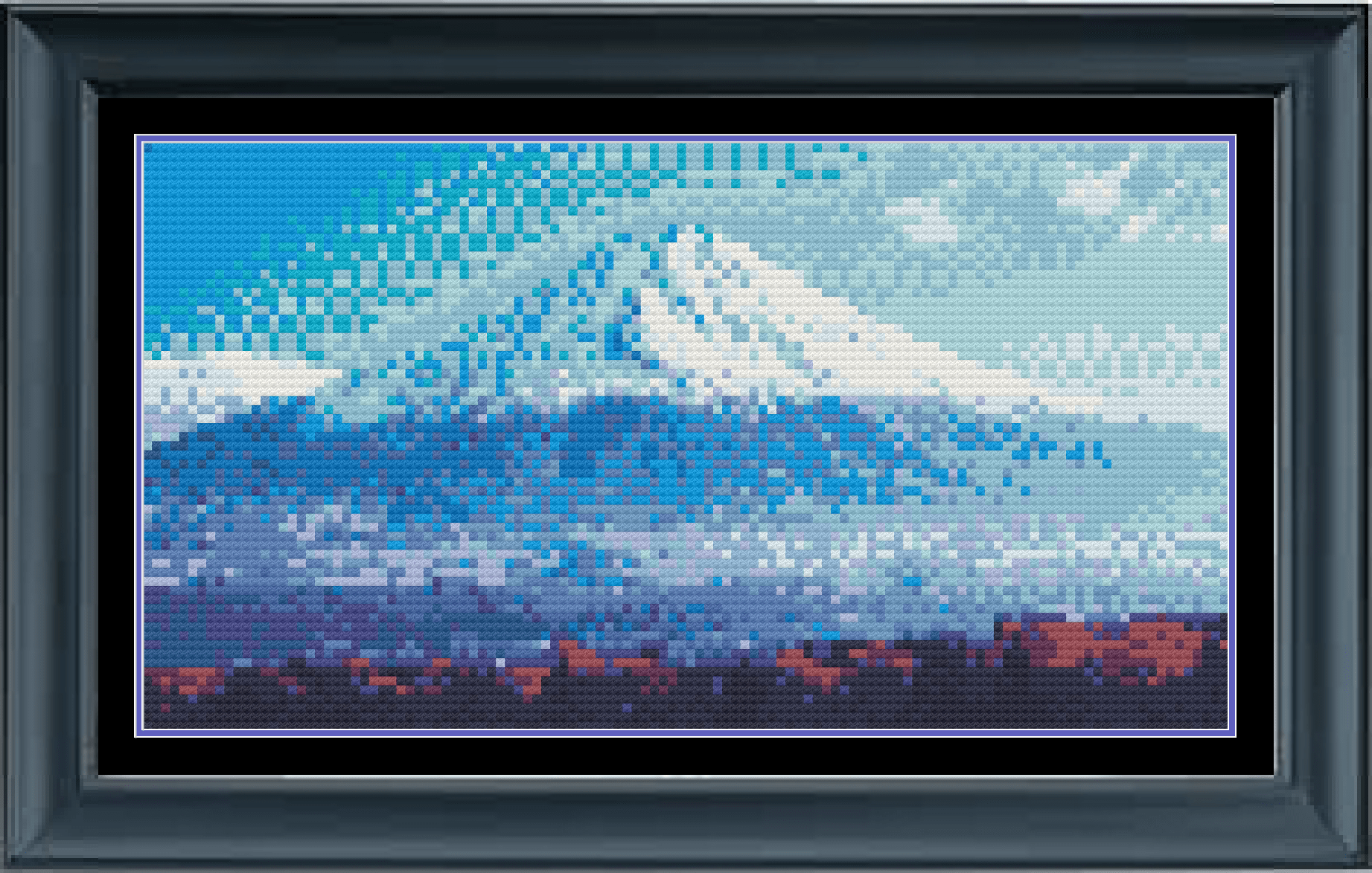 Stitching Jules Design Cross Stitch Pattern Mini Volcano Snowy Mountain Counted Cross Stitch Pattern | Full coverage Mini Cross Stitch | Instant Download PDF