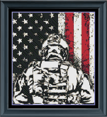 Stitching Jules Design Cross Stitch Pattern Miniature Pattern - American Soldier USA Flag Cross Stitch Embroidery Needlepoint Pattern PDF Download