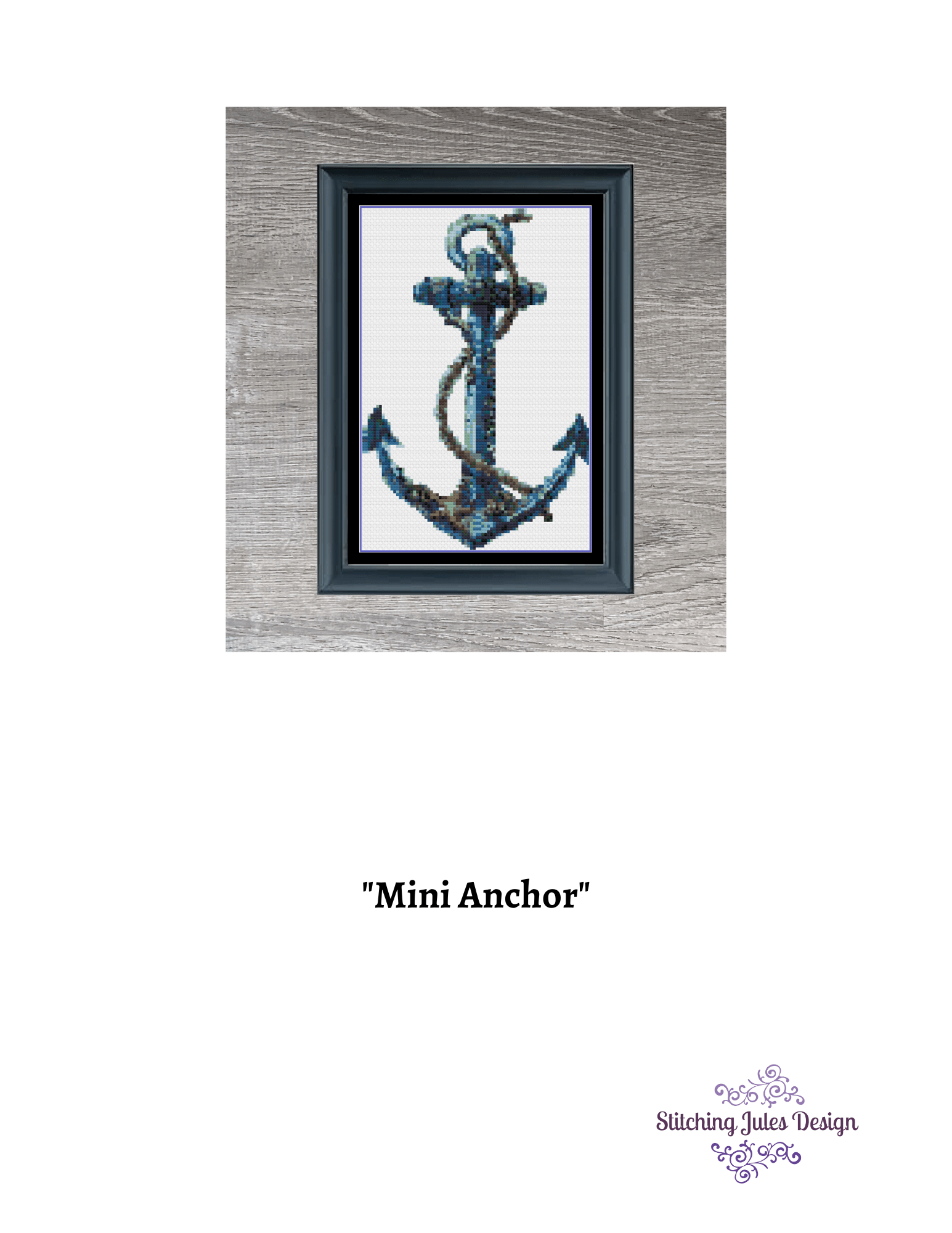 Stitching Jules Design Cross Stitch Pattern Miniature Pattern - Anchor Ship Boat Sea Ocean Cross Stitch Embroidery Needlepoint Pattern PDF Download