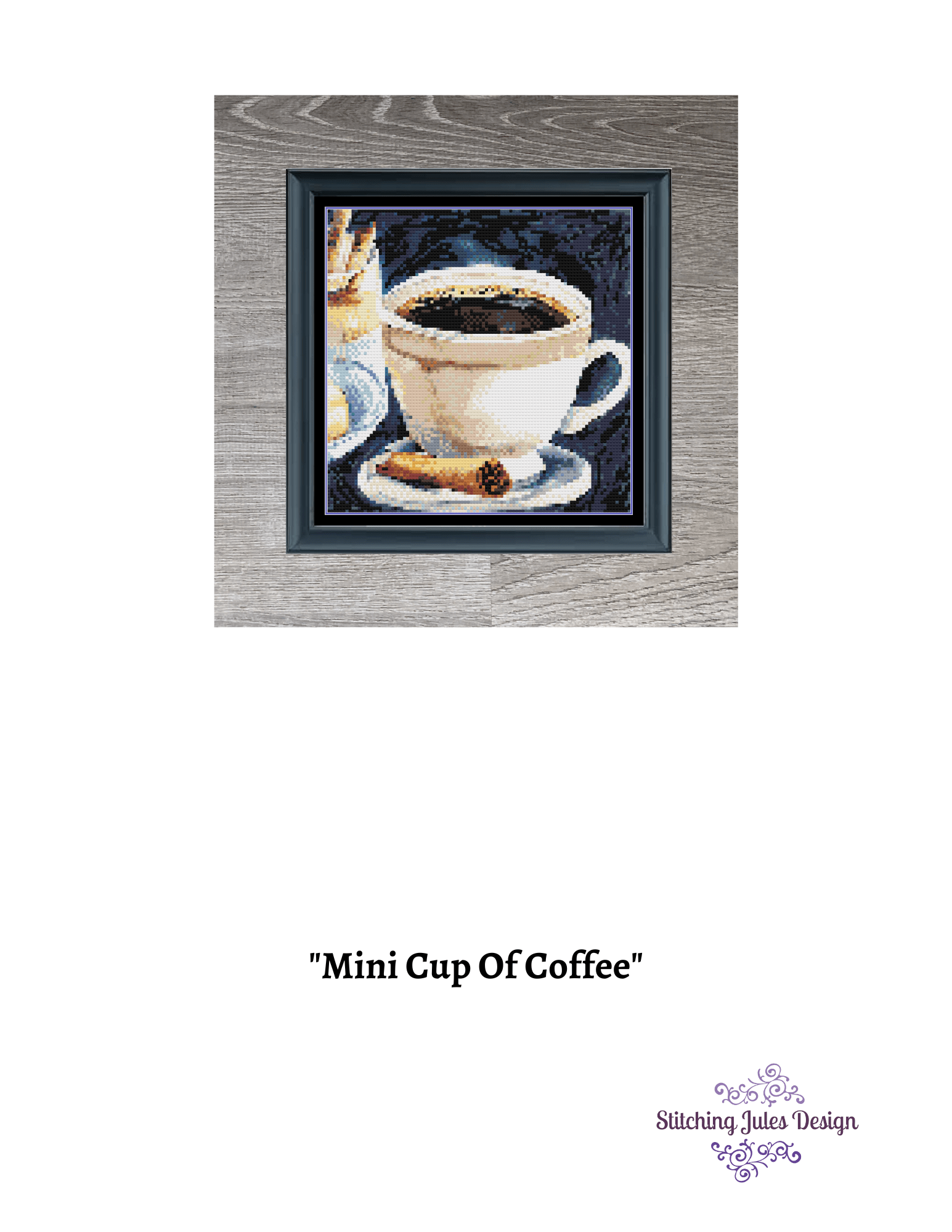 Stitching Jules Design Cross Stitch Pattern Miniature Pattern - Cup Of Coffee Cross Stitch Embroidery Needlepoint Pattern PDF Download