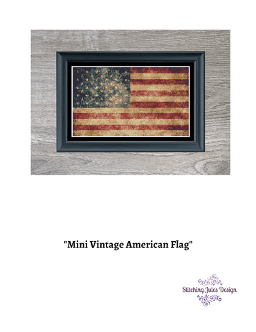 Stitching Jules Design Cross Stitch Pattern Miniature Pattern - Vintage American Flag Cross Stitch Embroidery Needlepoint Pattern PDF Download