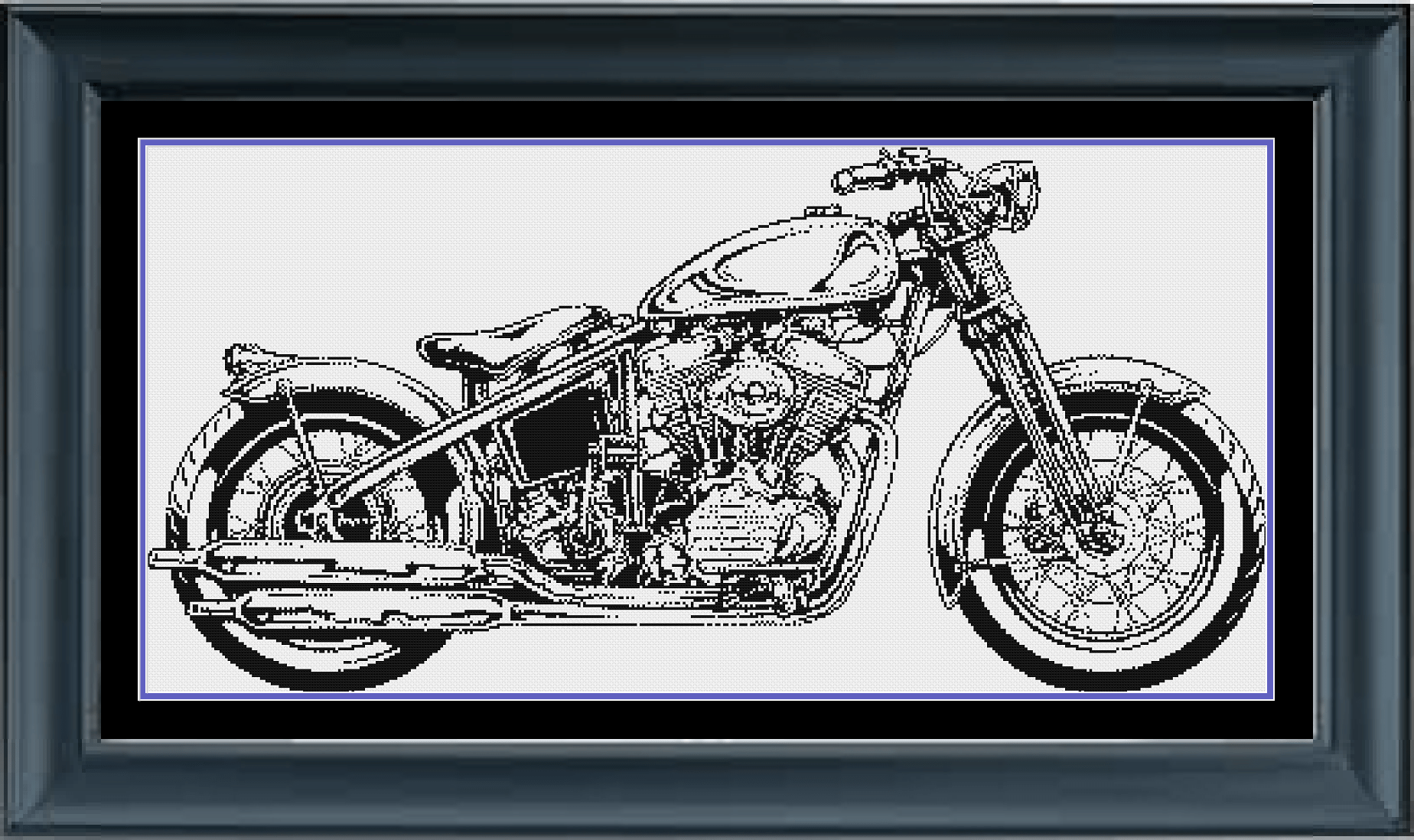 Stitching Jules Design Cross Stitch Pattern Instant PDF Download - $10 Motorcycle Cross Stitch Pattern | Chopper Cross Stitch Pattern | Blackwork | Instant PDF Download And Physical Pattern Options