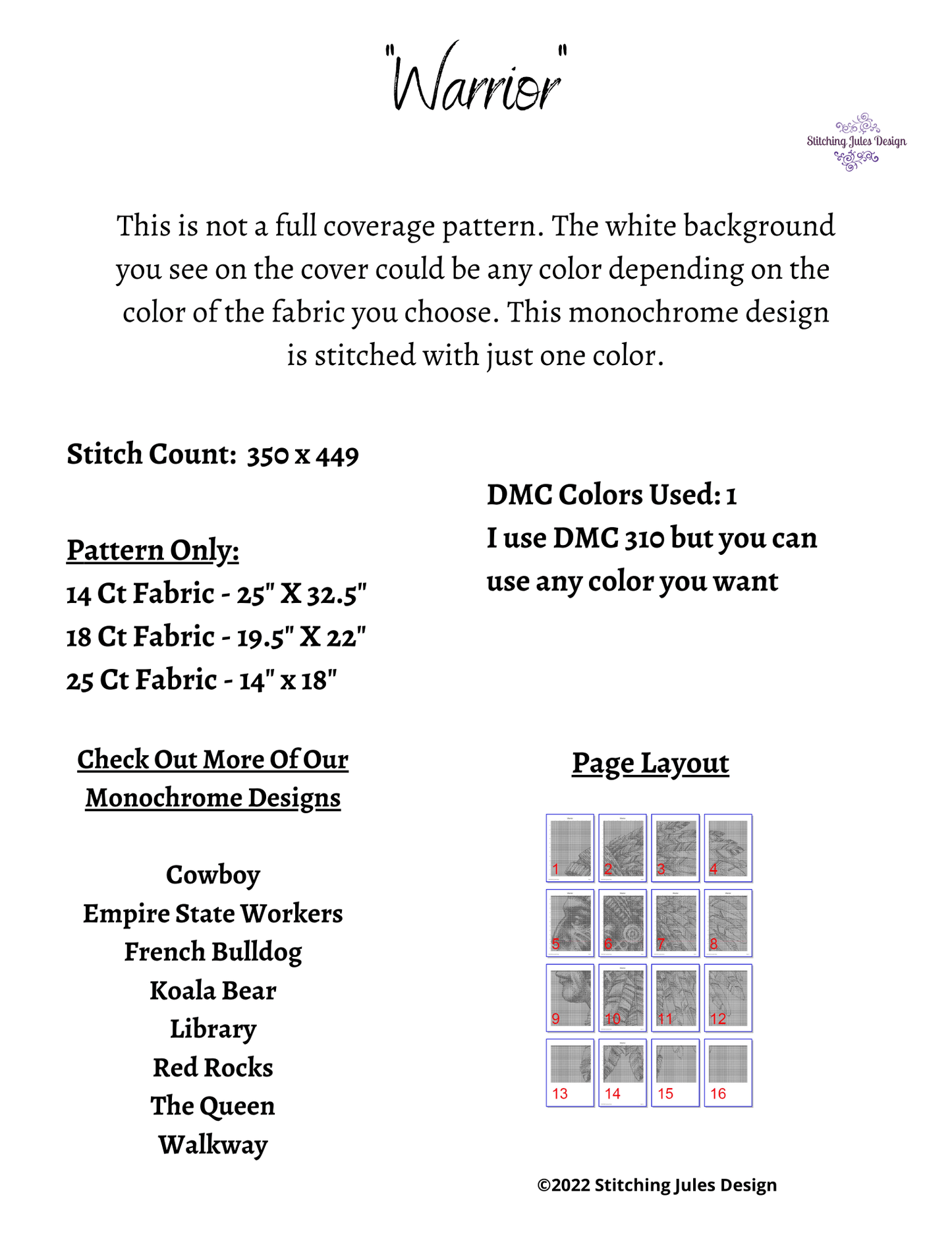 Stitching Jules Design Cross Stitch Pattern Native American Warrior Tribal Monochrome Black White Counted Cross Stitch Pattern PDF Digital Download Pattern Keeper Ready