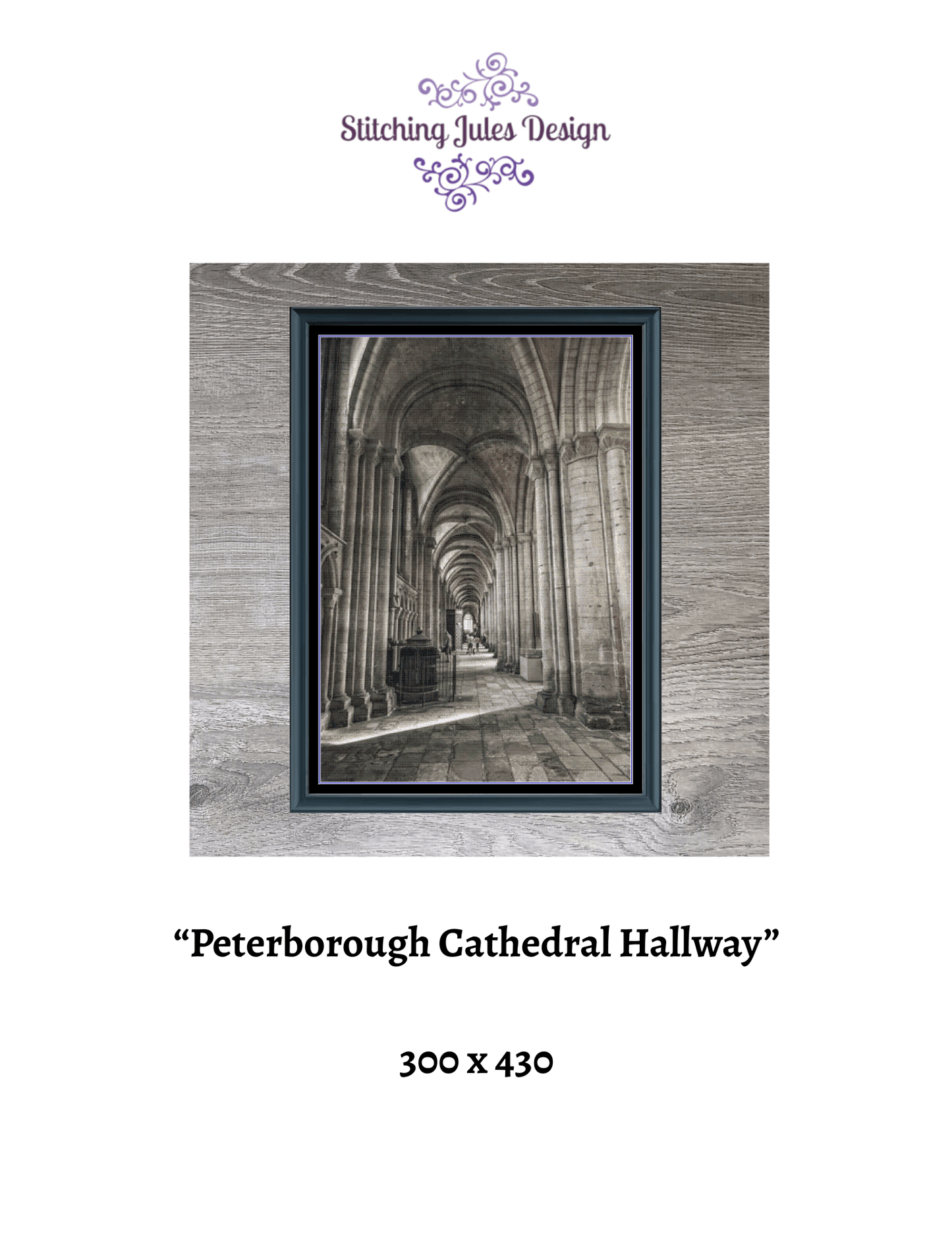 Stitching Jules Design Cross Stitch Pattern Peterborough Cathedral Hallway Full Coverage Large Counted Cross-Stitch Pattern (Digital Download)