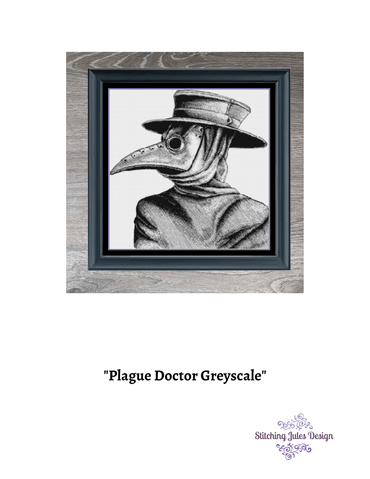 Stitching Jules Design Cross Stitch Pattern Plague Doctor Greyscale Counted Cross Stitch Pattern Instant PDF Download Pattern Keeper Ready