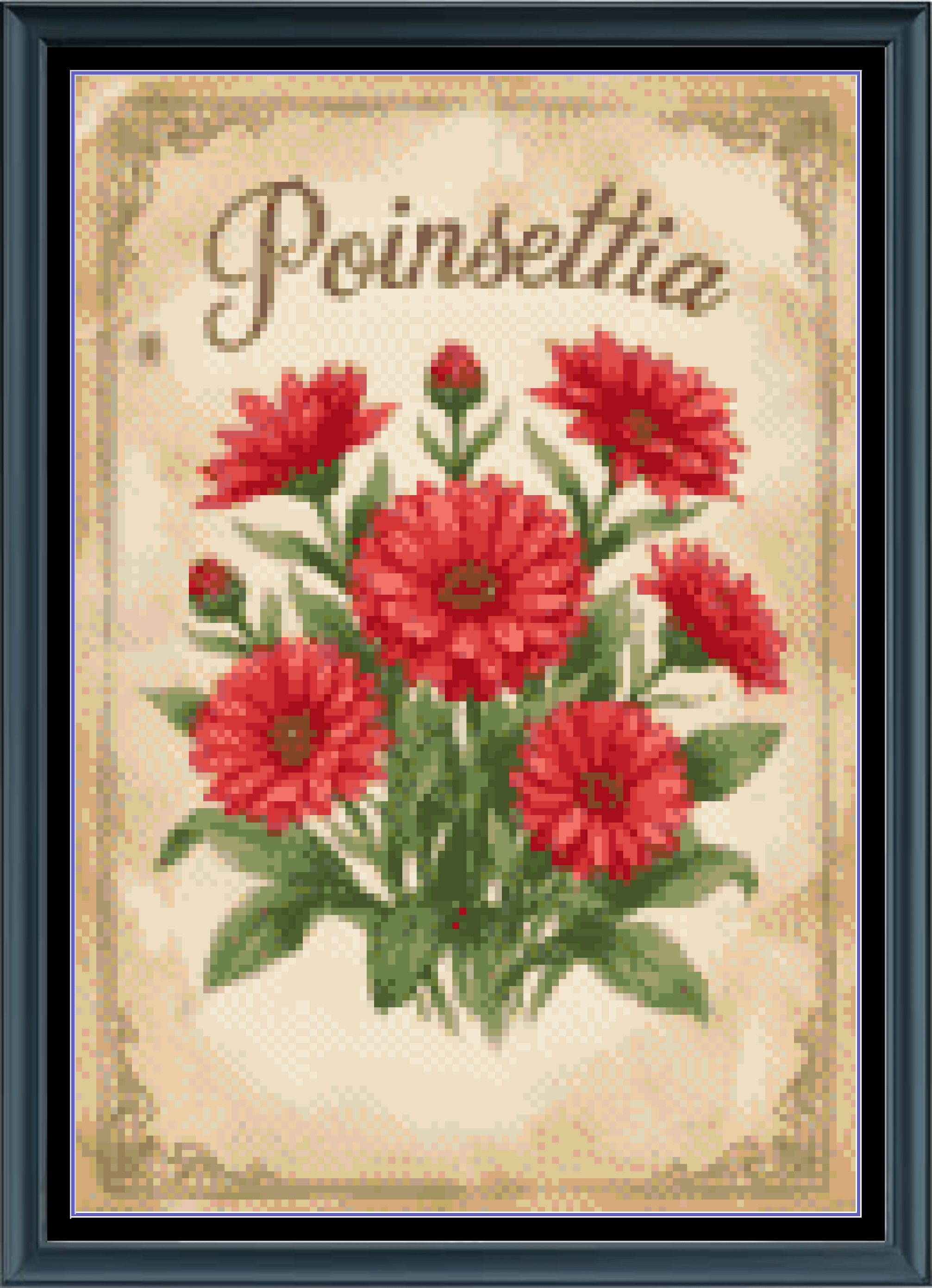 Stitching Jules Design Cross Stitch Pattern Poinsettia Winter Flower Full Coverage Counted Cross-Stitch Pattern (Digital Download)