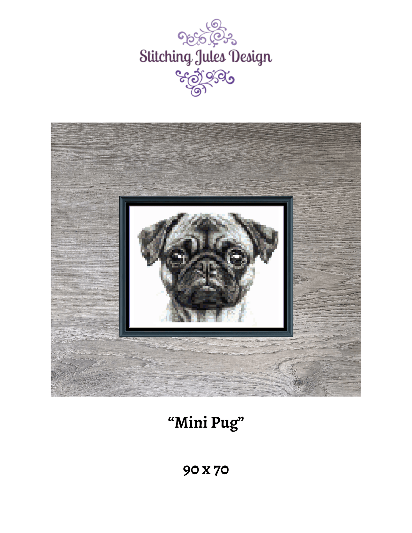 Stitching Jules Design Cross Stitch Pattern Pug Dog Breed Mini Counted Cross-Stitch Pattern (Digital Download)