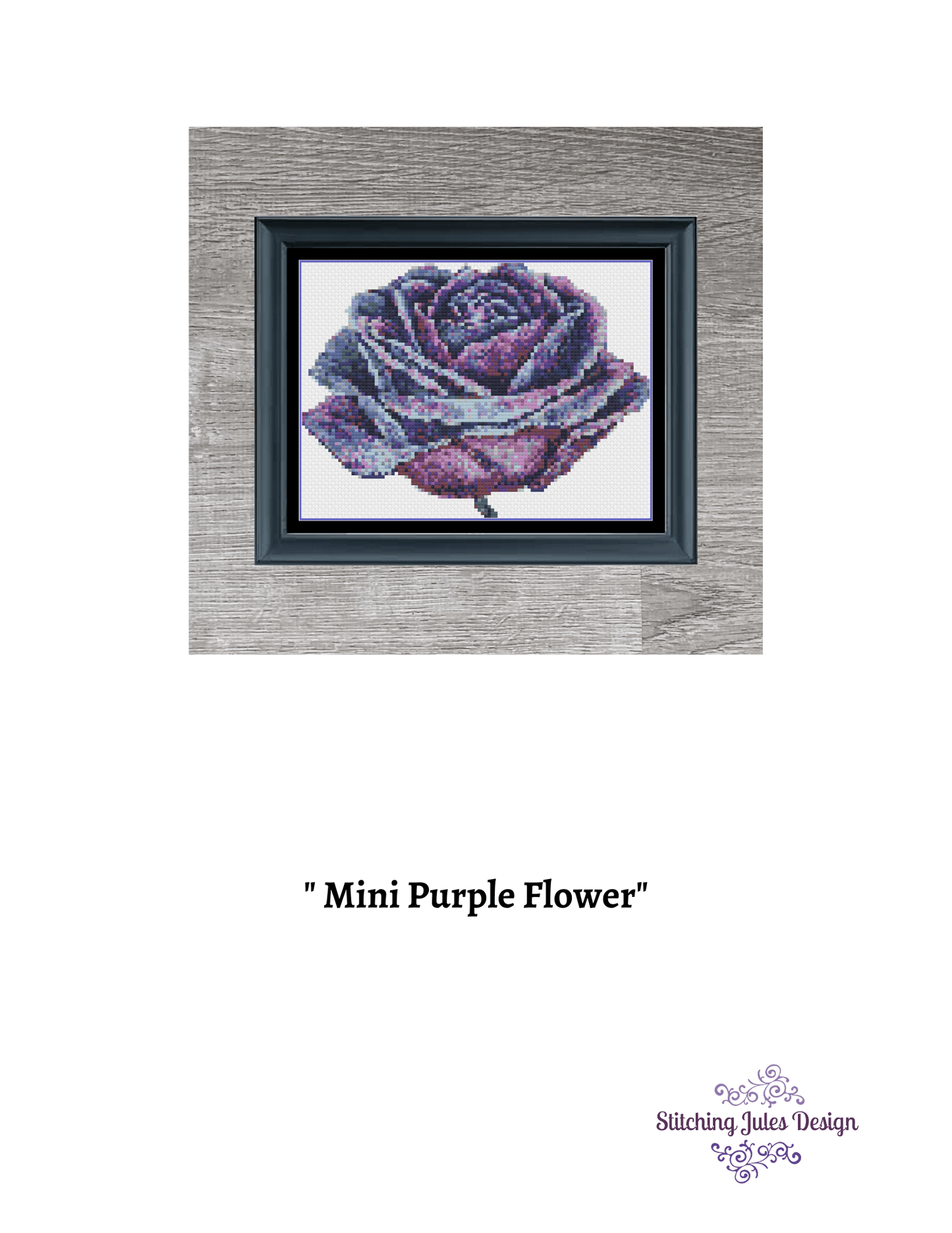 Stitching Jules Design Cross Stitch Pattern Purple Flower Mini Cross Stitch Pattern | Smaller Cross Stitch Pattern | Physical And PDF Download Pattern Option