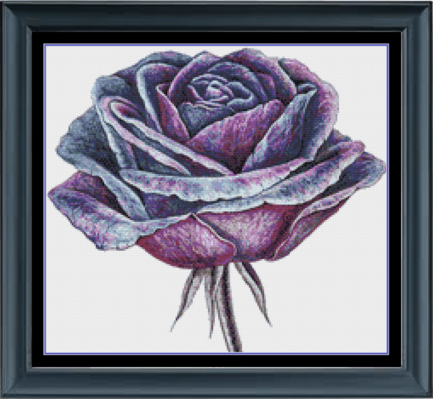 Stitching Jules Design Cross Stitch Pattern Purple Flower Rose Watercolor Cross Stitch Embroidery Needlepoint Pattern Instant PDF Download Pattern Keeper Ready