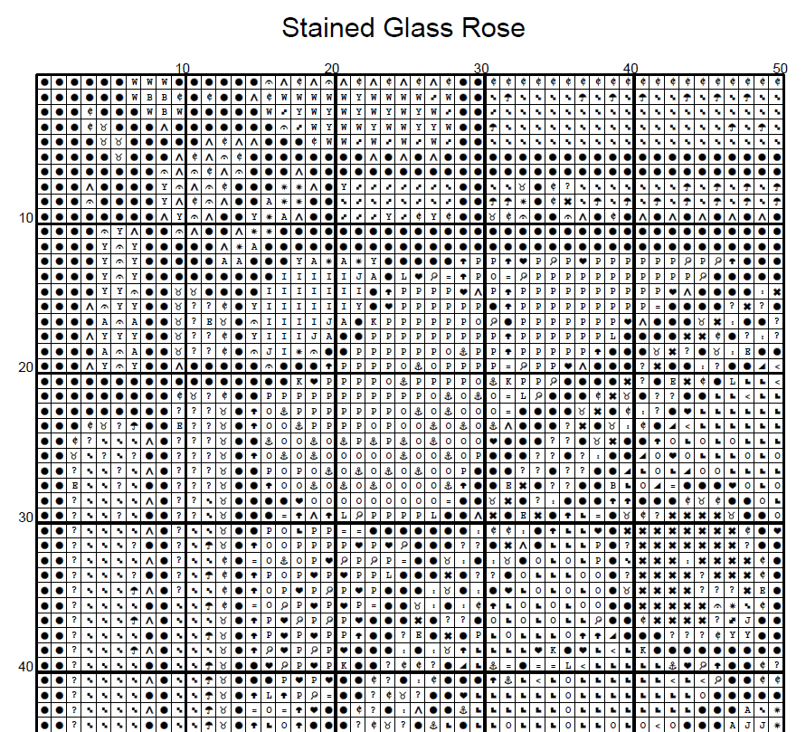 Stitching Jules Design Cross Stitch Pattern Rose Flower Floral Stained Glass Full Coverage Counted Cross Stitch Pattern Digital Download