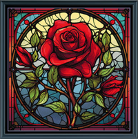 Thumbnail for Stitching Jules Design Cross Stitch Pattern Rose Flower Floral Stained Glass Full Coverage Counted Cross Stitch Pattern Digital Download