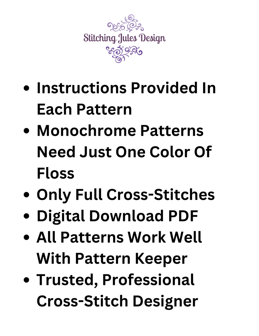 Stitching Jules Design Cross Stitch Pattern Rose Flower Floral Stained Glass Full Coverage Counted Cross Stitch Pattern Digital Download