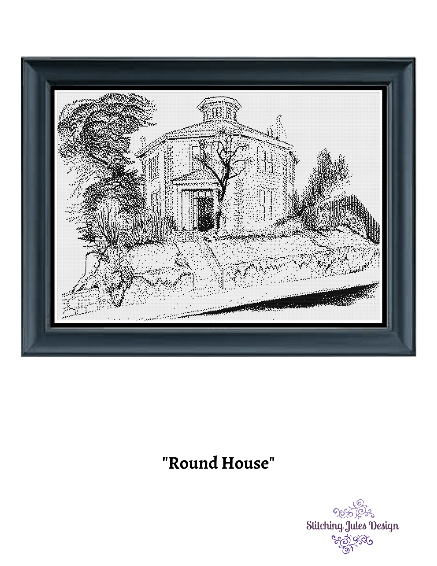 Stitching Jules Design Cross Stitch Pattern Round House Monochrome Cross Stitch Pattern