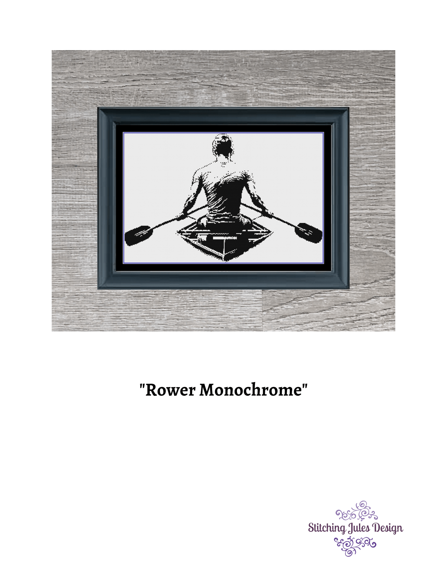 Stitching Jules Design Cross Stitch Pattern Rowing Sport Monochrome Cross Stitch Pattern Instant PDF Download