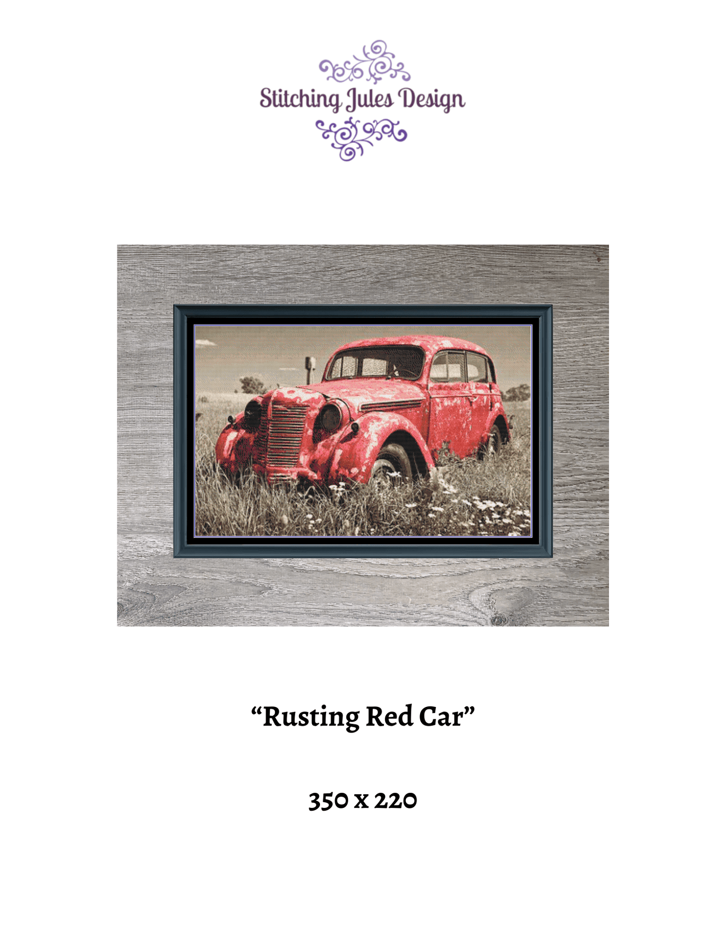 Stitching Jules Design Cross Stitch Pattern Rusted Vintage Car Americana Full Coverage Counted Cross Stitch Pattern Digital Download