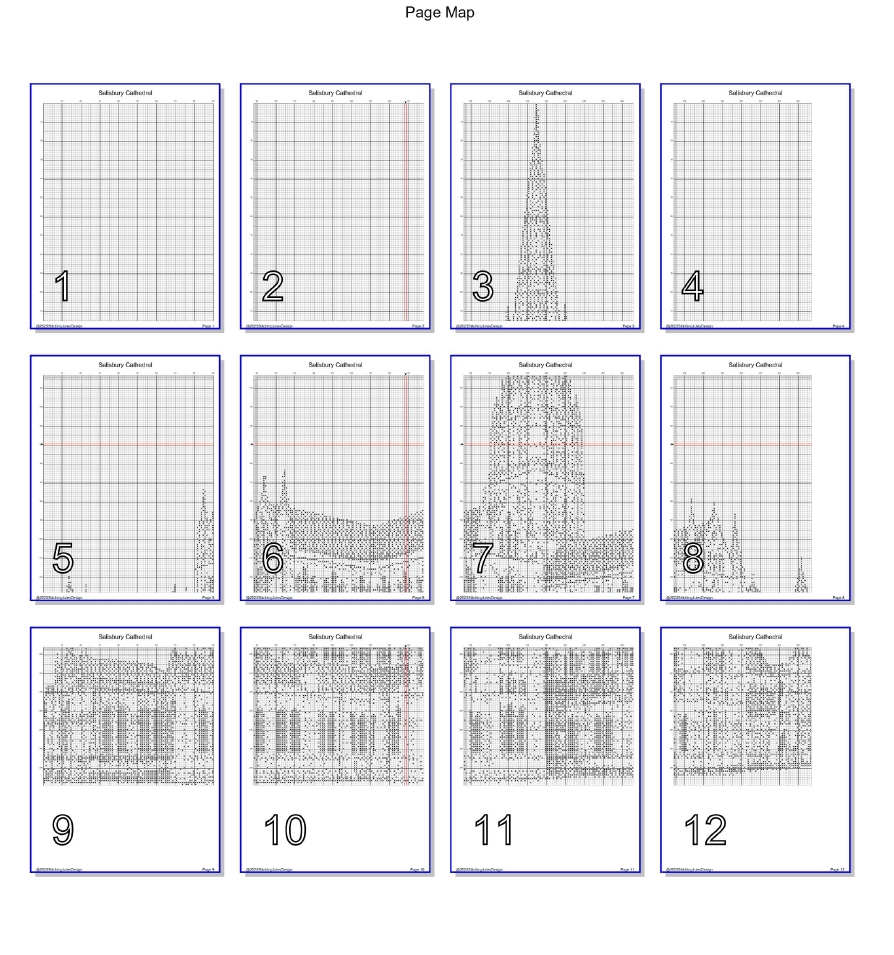 Stitching Jules Design Cross Stitch Pattern Salisbury Cathedral UK Architecture Monochrome Counted Cross-Stitch Pattern (Digital Download)