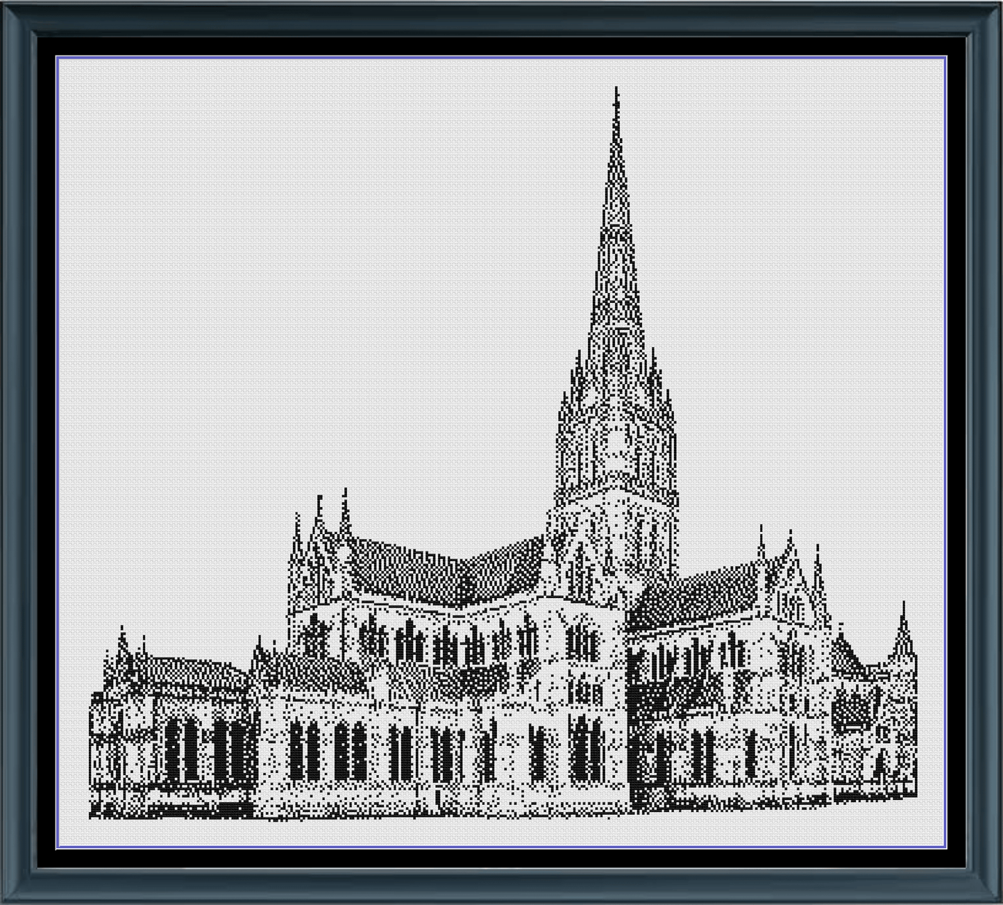 Stitching Jules Design Cross Stitch Pattern Salisbury Cathedral UK Architecture Monochrome Counted Cross-Stitch Pattern (Digital Download)