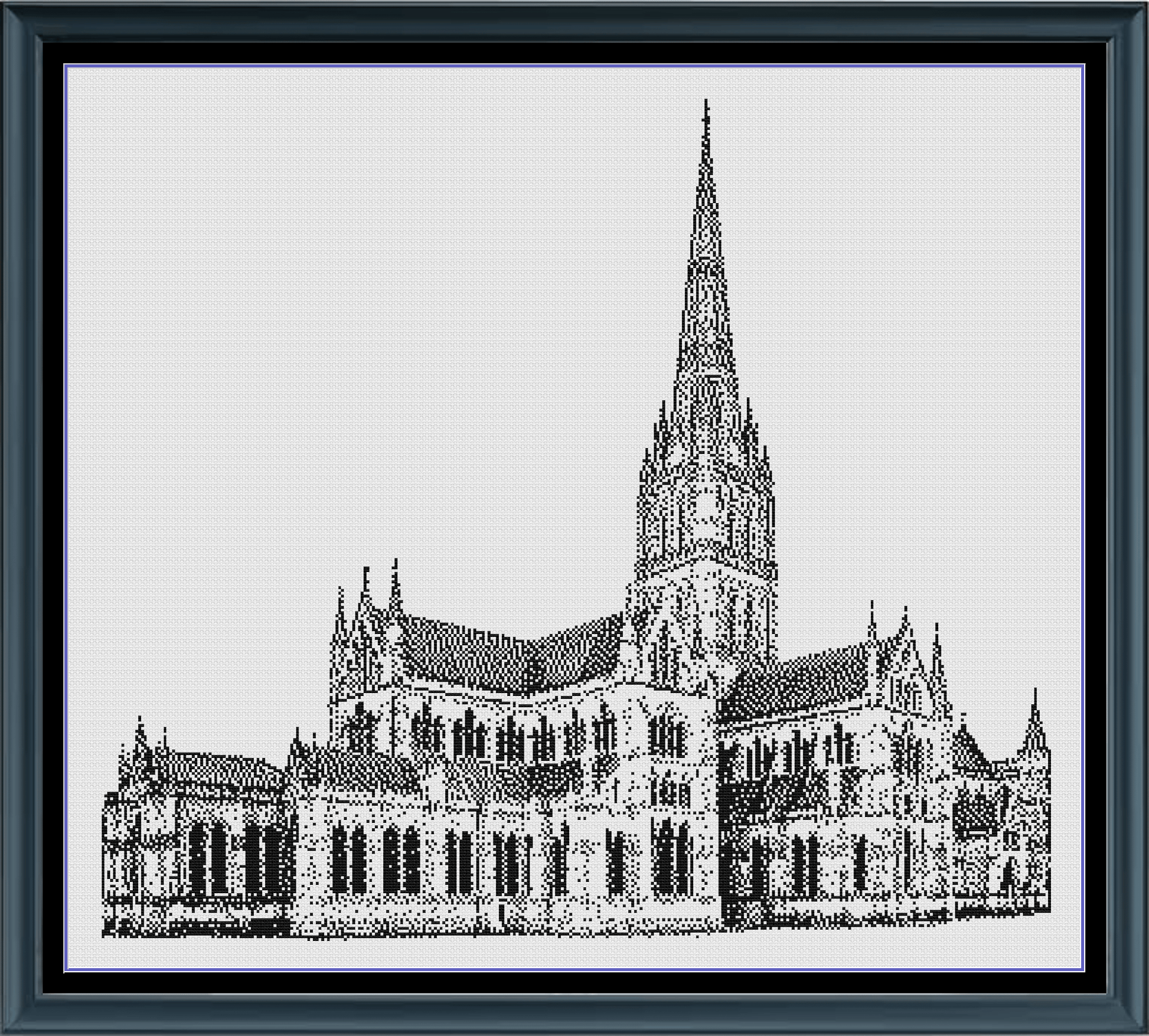 Stitching Jules Design Cross Stitch Pattern Salisbury Cathedral UK Architecture Monochrome Counted Cross-Stitch Pattern (Digital Download)