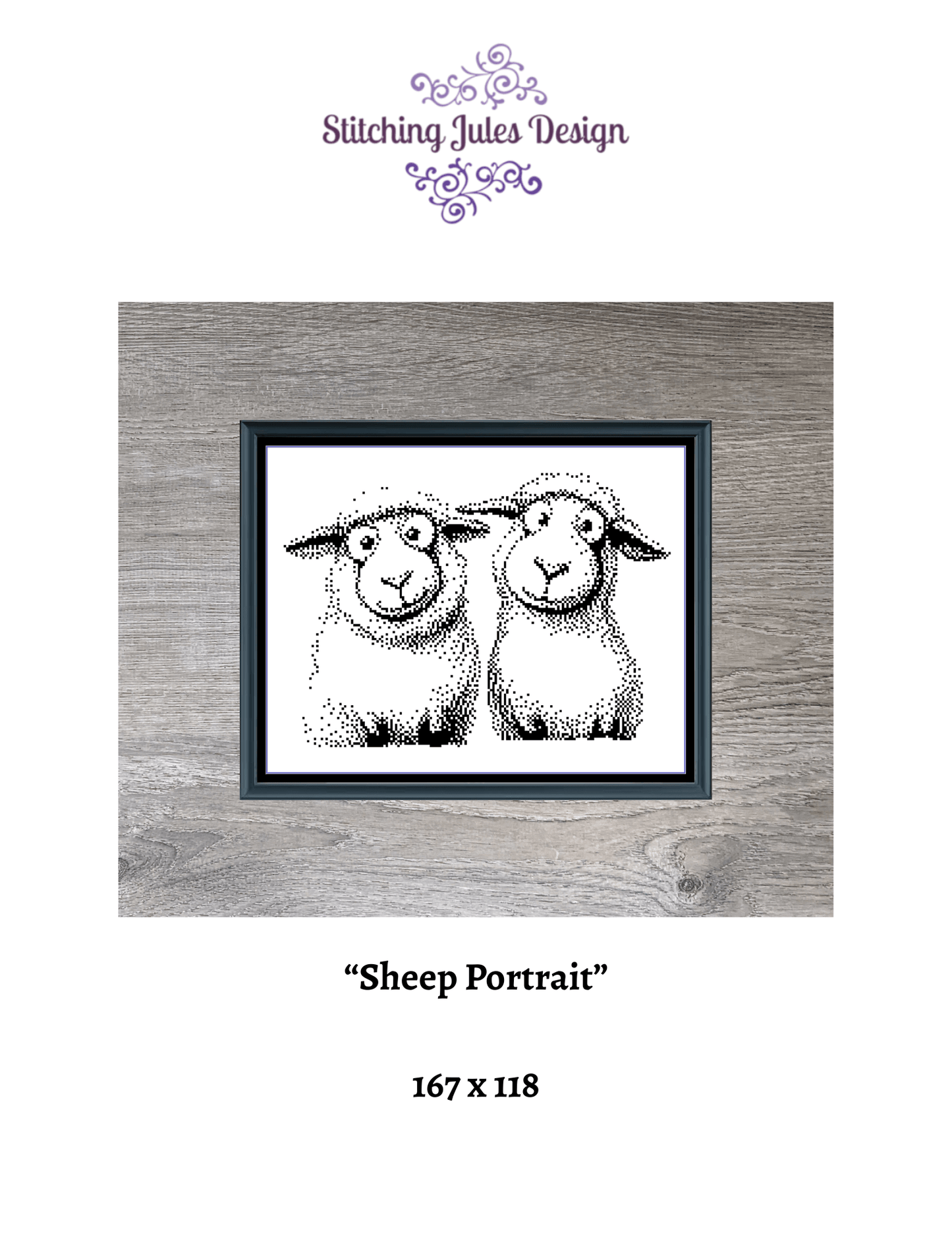 Stitching Jules Design Cross Stitch Pattern Sheep Barnyard Animal Farm Mini Monochrome Counted Cross-Stitch Pattern (Digital Download)