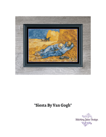 Stitching Jules Design Cross Stitch Pattern Siesta Van Gogh Famous Painting Art Cross Stitch Embroidery Needlepoint Pattern PDF Download - Ready For Pattern Keeper