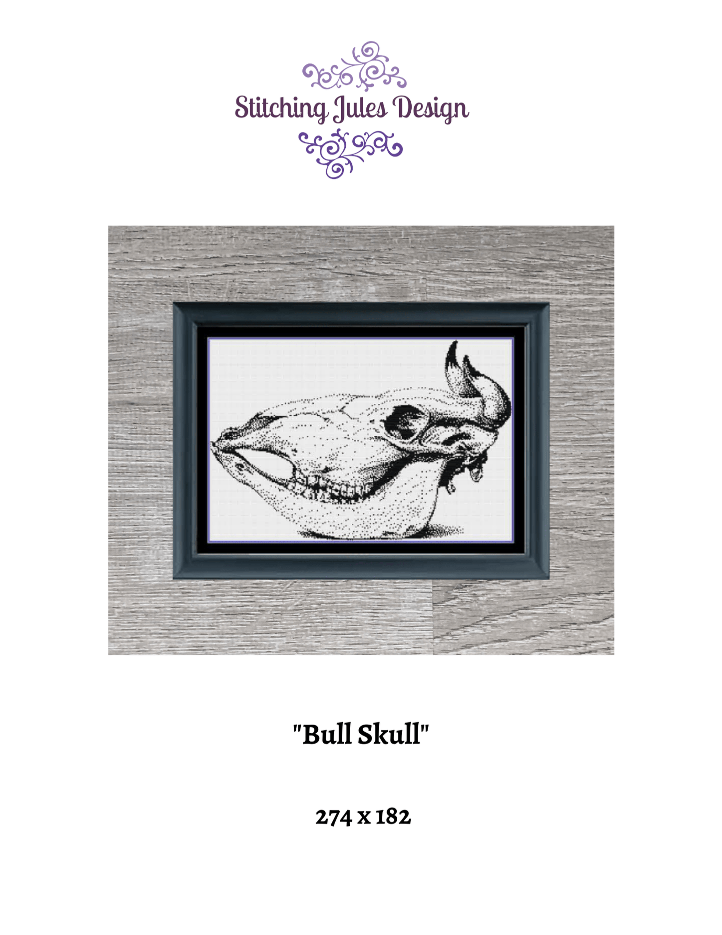 Stitching Jules Design Cross Stitch Pattern Skull Cross Stitch Pattern | Old West Cross Stitch Pattern | Blackwork | Instant PDF Download