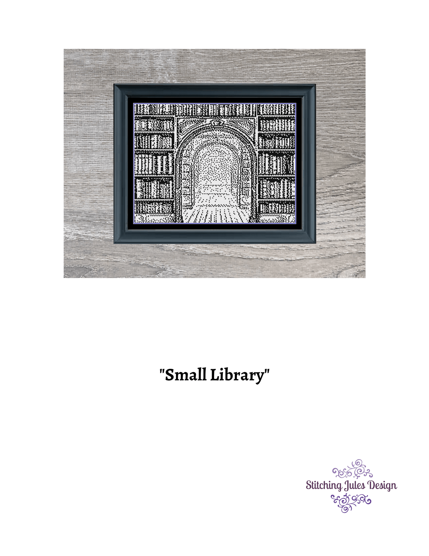 Stitching Jules Design Cross Stitch Pattern Small Library Cross Stitch Pattern | Books Cross Stitch Pattern | Blackwork | Instant PDF Download And Physical Pattern Options
