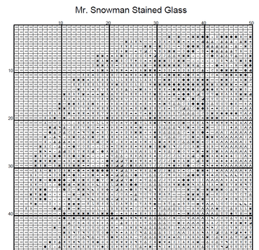 Stitching Jules Design Cross Stitch Pattern Snowman Stained Glass Winter Snow Full Coverage Counted Cross-Stitch Pattern (Digital Download)
