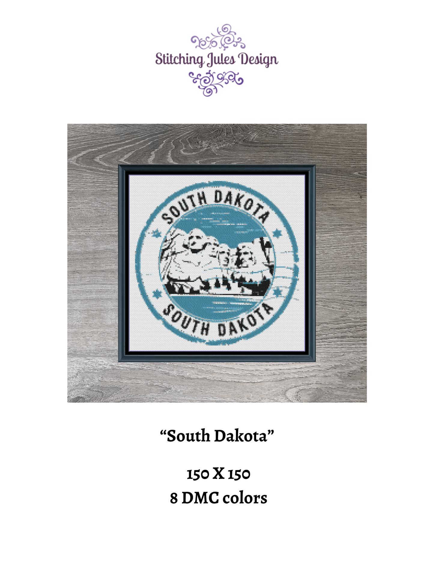 Stitching Jules Design Cross Stitch Pattern South Dakota Mount Rushmore US State Counted Cross Stitch Pattern | Instant Download PDF