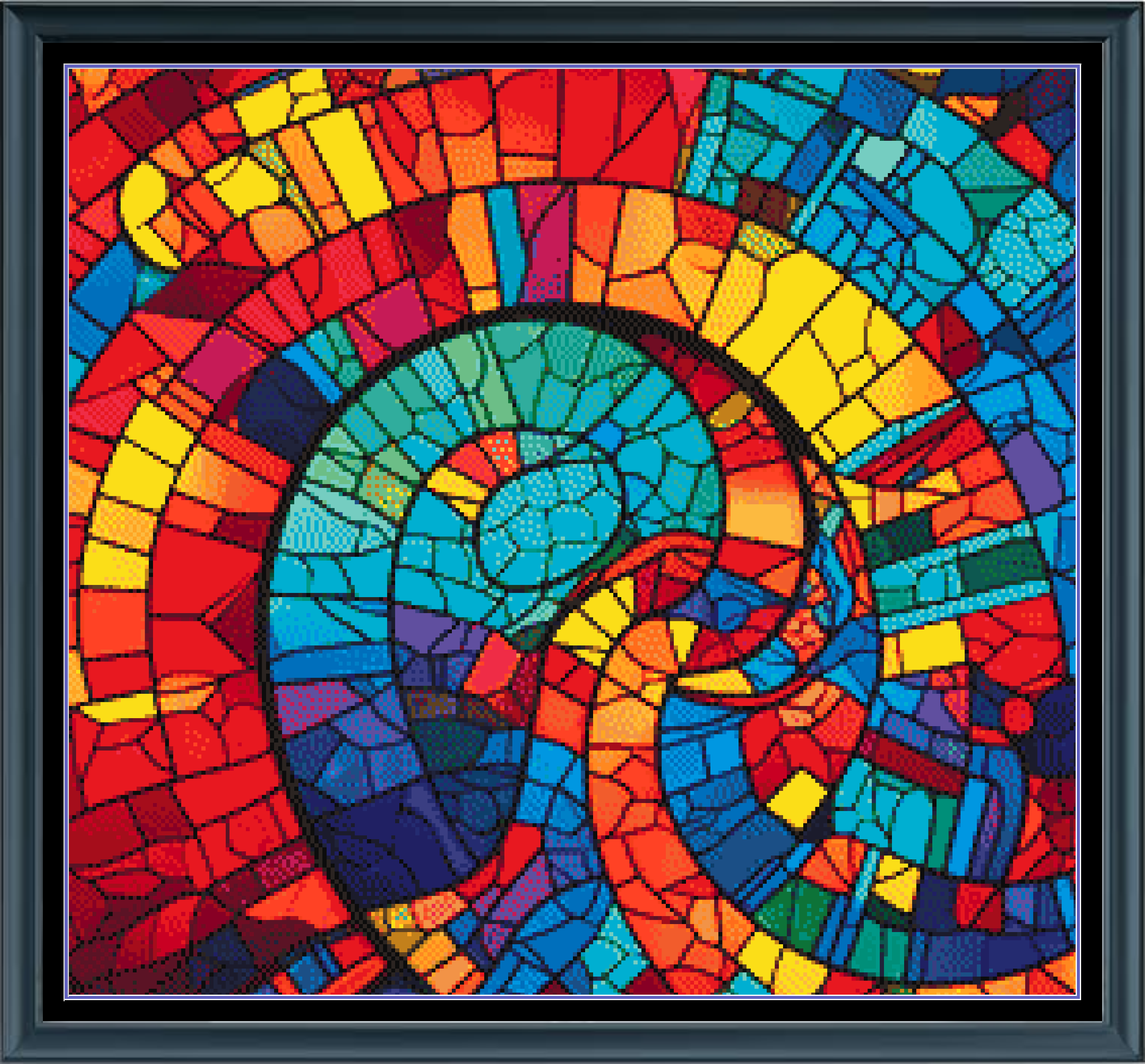 Stitching Jules Design Cross Stitch Pattern Spiral Colorful Stained Glass Full Coverage Counted Cross Stitch Pattern Digital Download