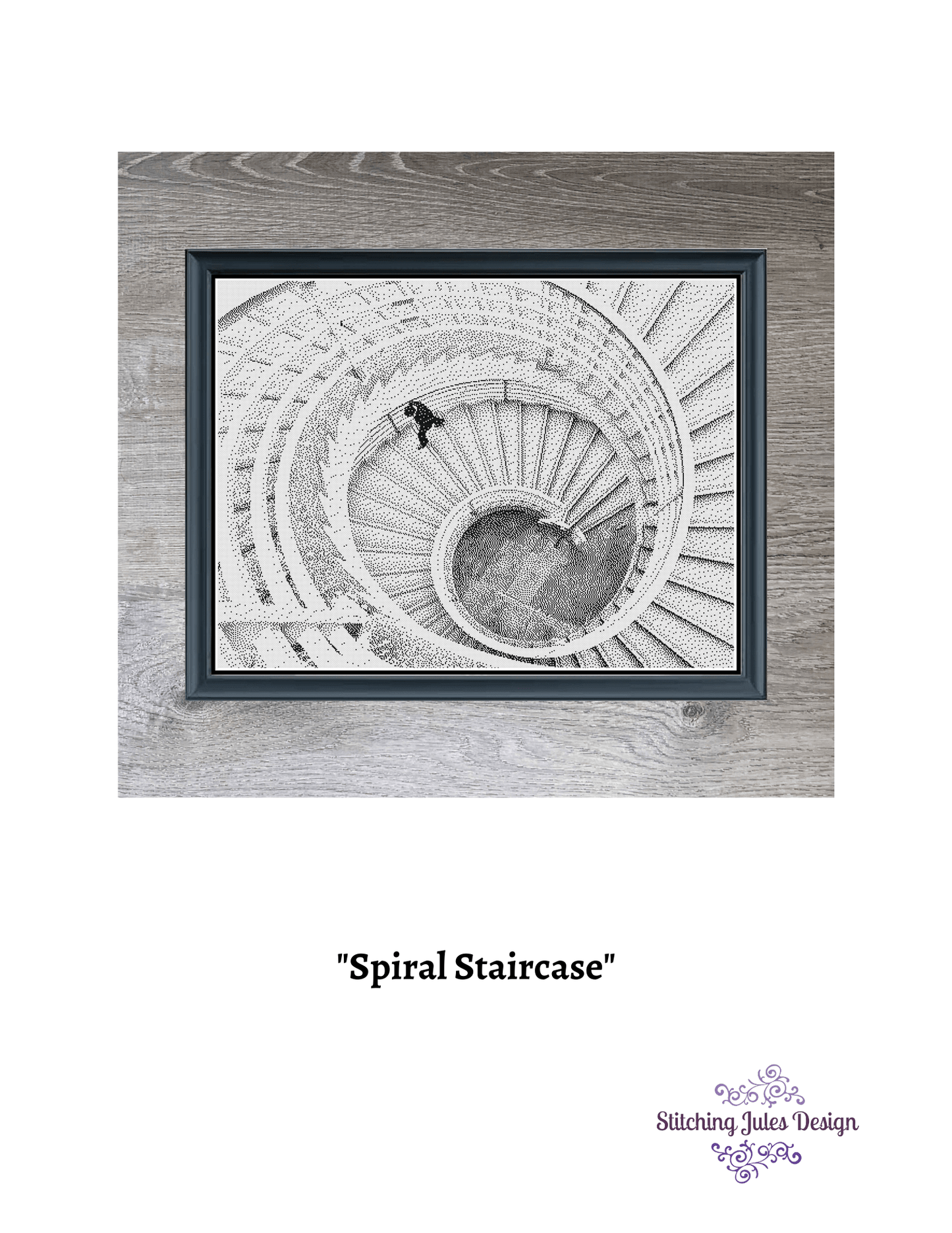 Stitching Jules Design Cross Stitch Pattern Spiral Staircase Monochrome Cross Stitch Pattern Instant PDF Download